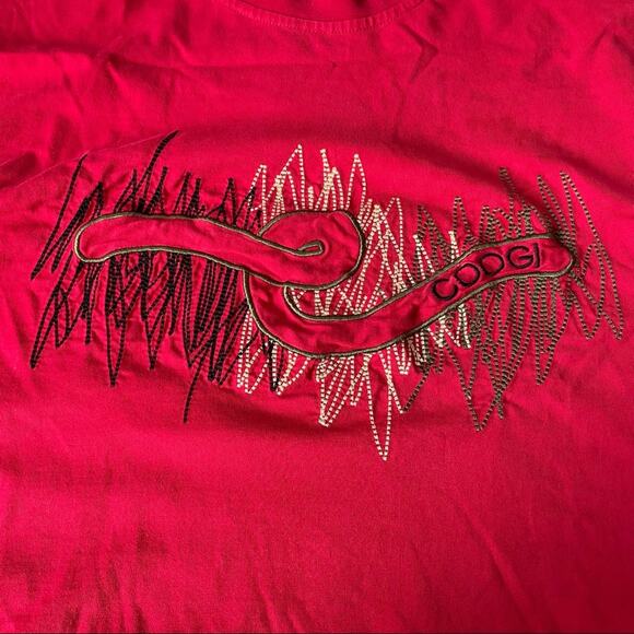 Vintage 1990s Coogi Embroidered T Shirt Cropped Boxy Red XL GUC - Picture 9 of 12
